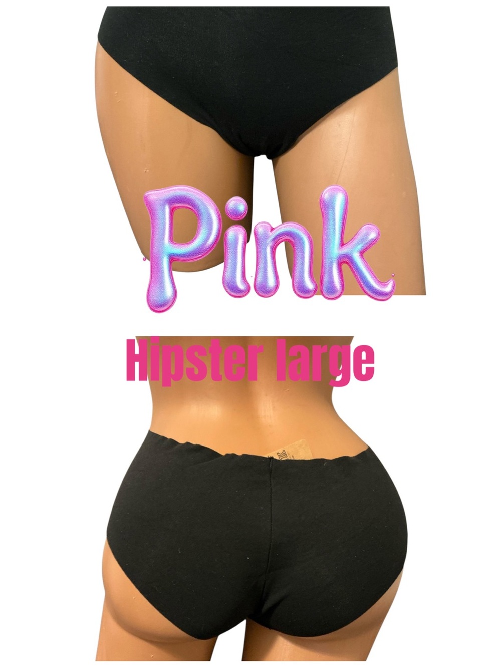 PINK Victoria's Secret Black Cotton Hipster Panty